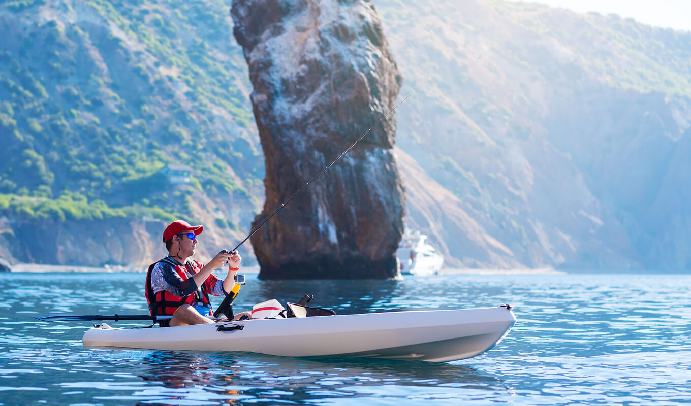 Man on a fishing kayak