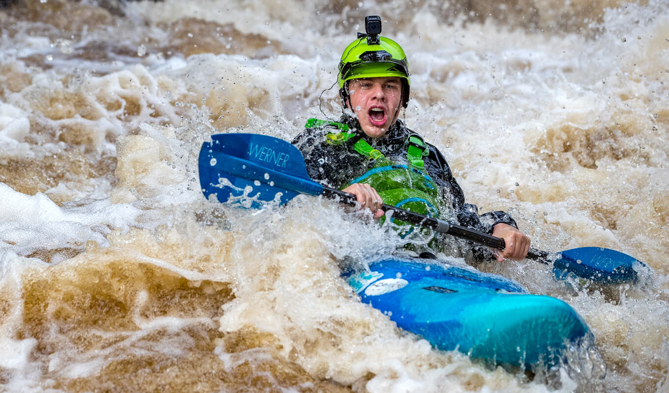 Kayaking on a challenging waters